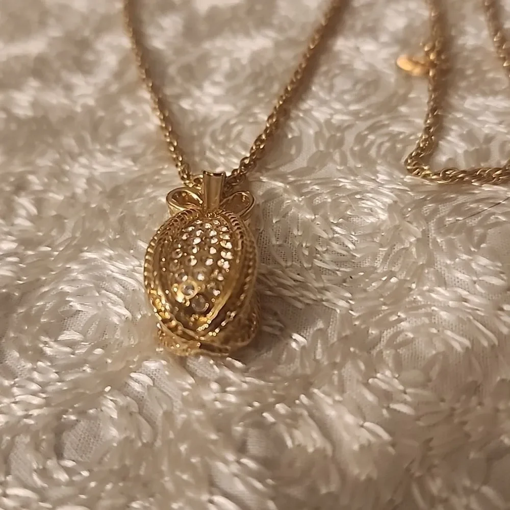 Vintage Joan Rivers Gold Paved Diamond Necklace